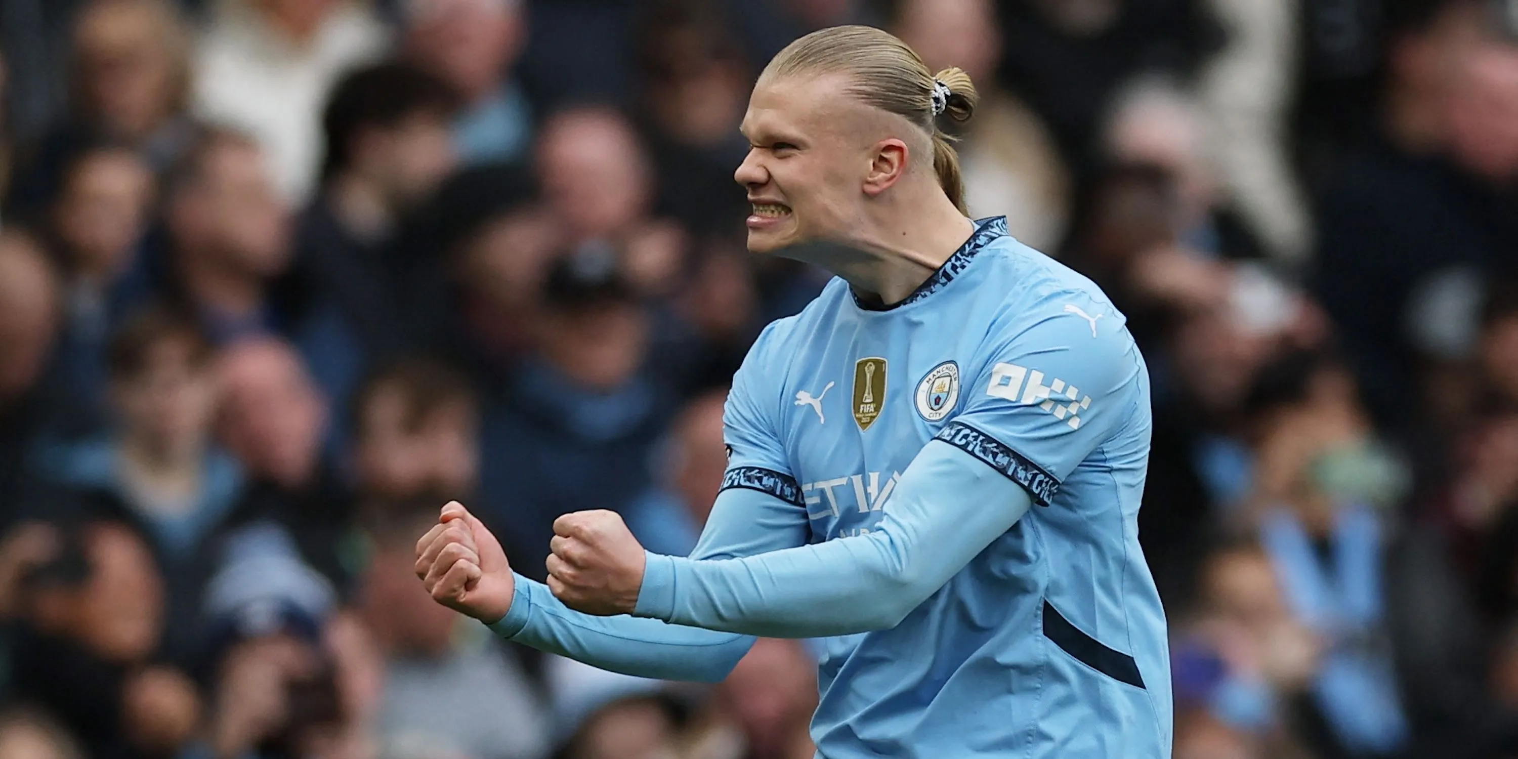 Erling Haaland ăn mừng bàn thắng cho Manchester City - đối tác tiềm năng của Maddison