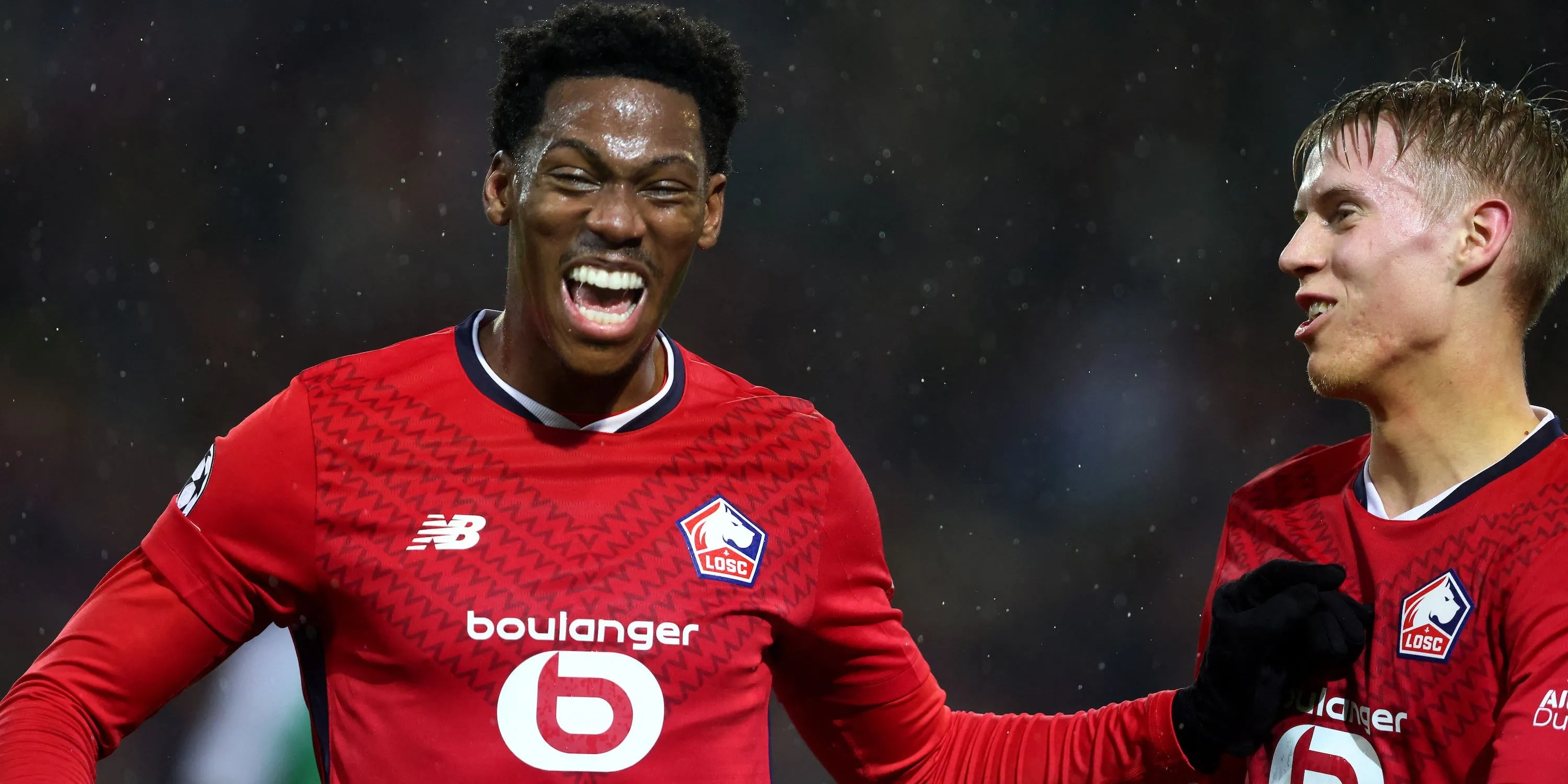 Jonathan David ăn mừng bàn thắng trong màu áo Lille, mục tiêu chuyển nhượng tiềm năng của Arsenal