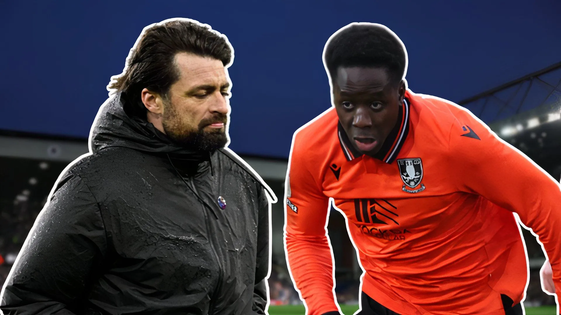 Djeidi Gassama cùng HLV Russell Martin của Rangers, liên quan đến vụ chuyển nhượng tiềm năng từ Sheffield Wednesday