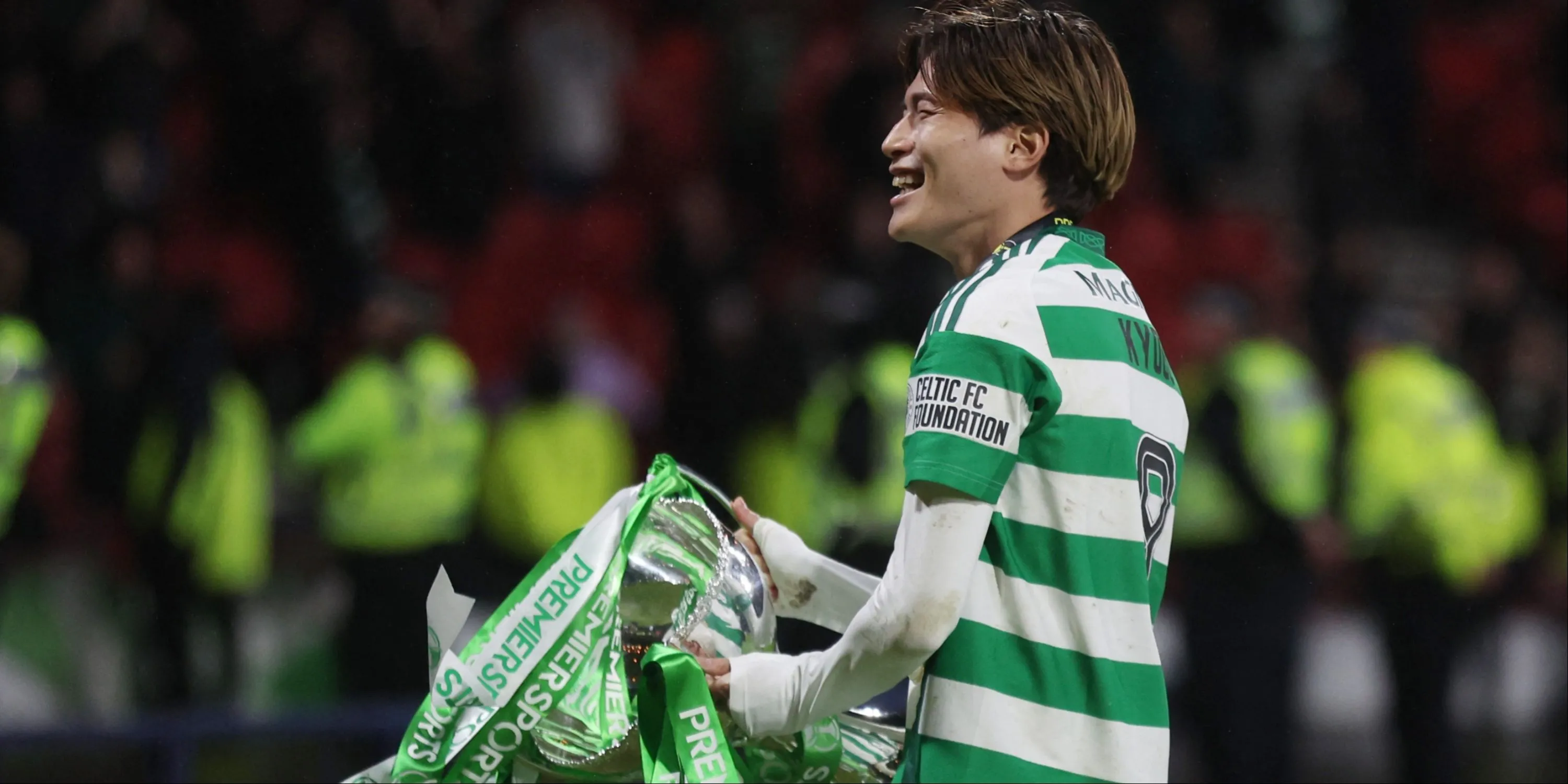 Kyogo Furuhashi trong màu áo Celtic thi đấu tại giải VĐQG Scotland
