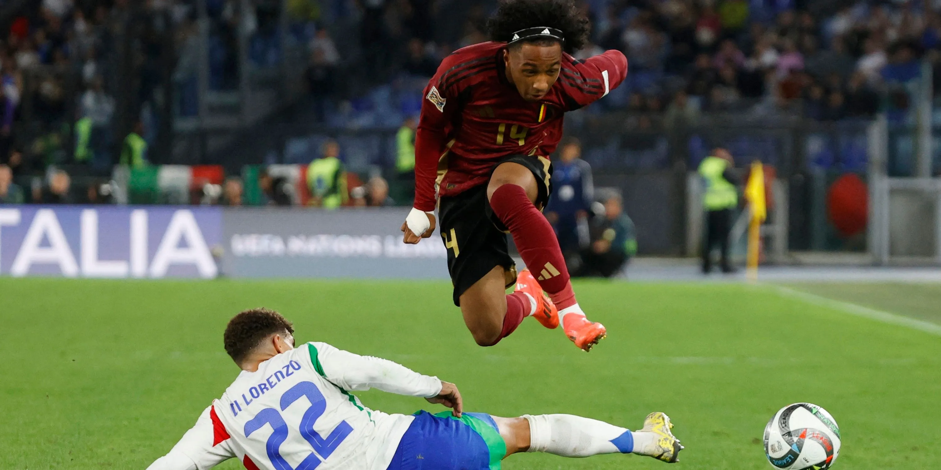 Malick Fofana trong màu áo tuyển Bỉ đối đầu Italia