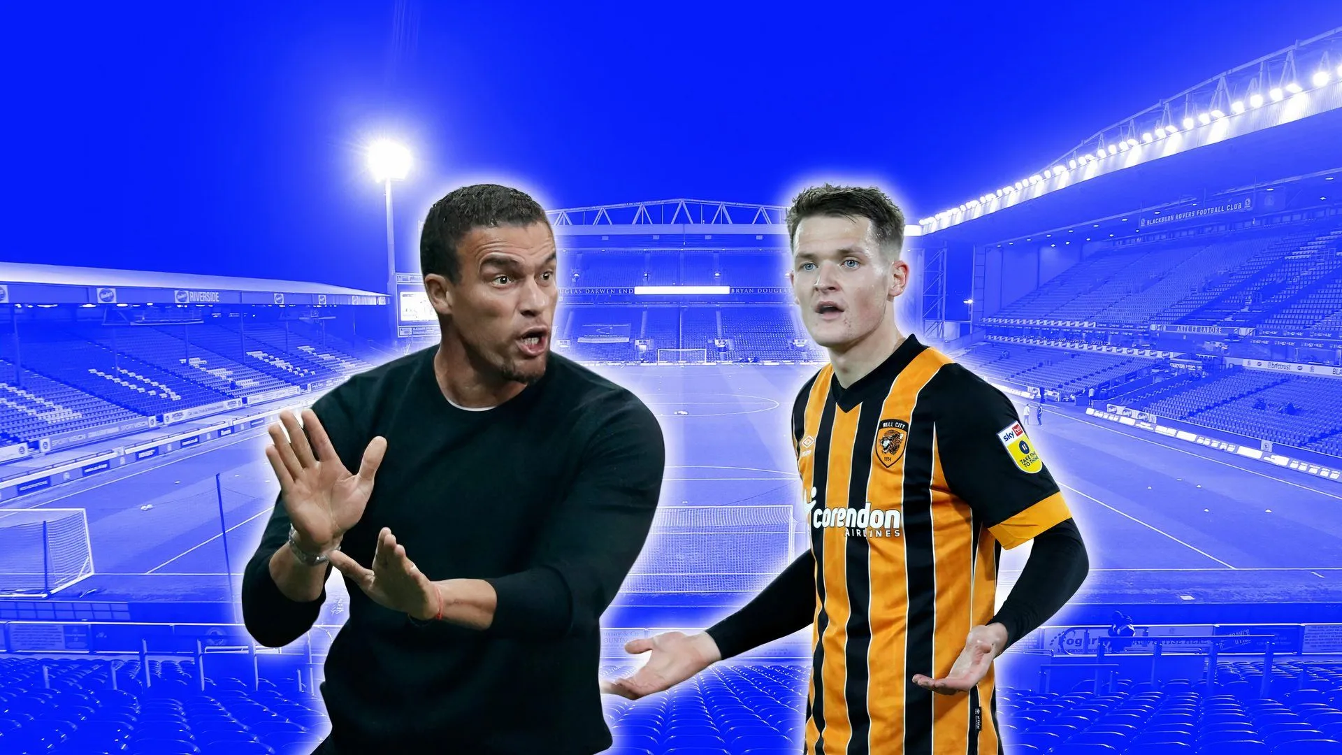 Valerien Ismael, huấn luyện viên Blackburn Rovers, cùng Sean McLoughlin, trung vệ đang được Rovers theo đuổi
