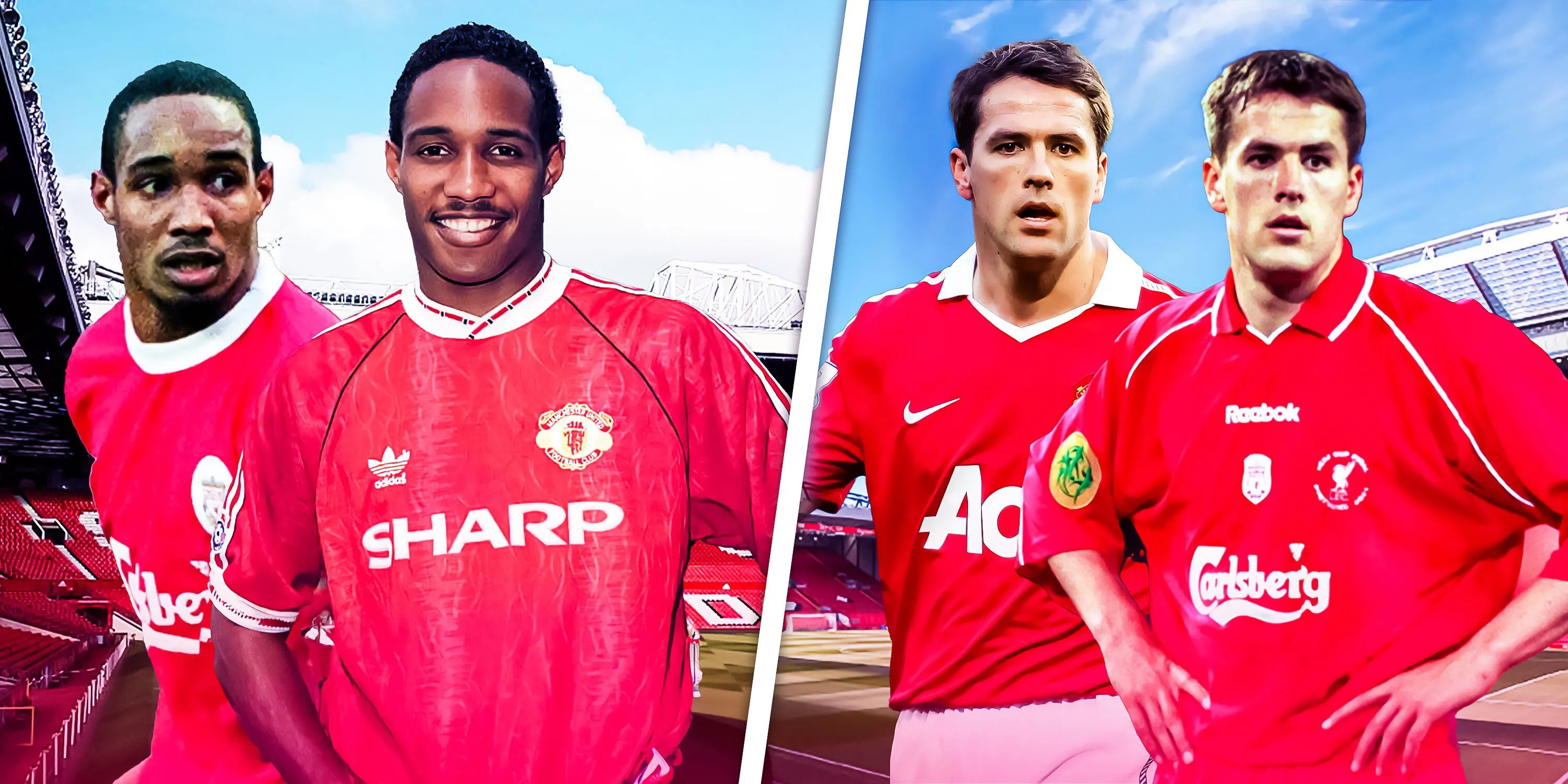 Michael Owen cùng các cầu thủ khác từng khoác áo cả Liverpool và Manchester United